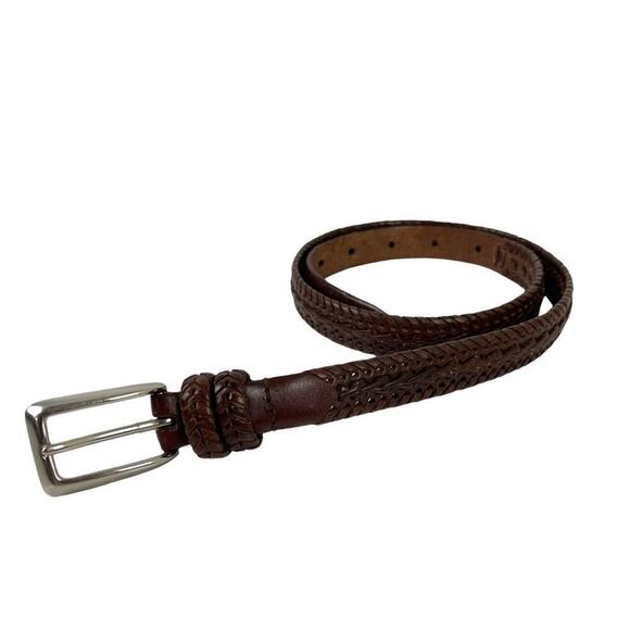VTG Talbots 100% Genuine Leather Brown Braided Western Belt - Picture 1 of 13